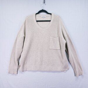 Madewell Beige Tight Knit Fall Scoop Neck with Front Pocket Sweater Size XL